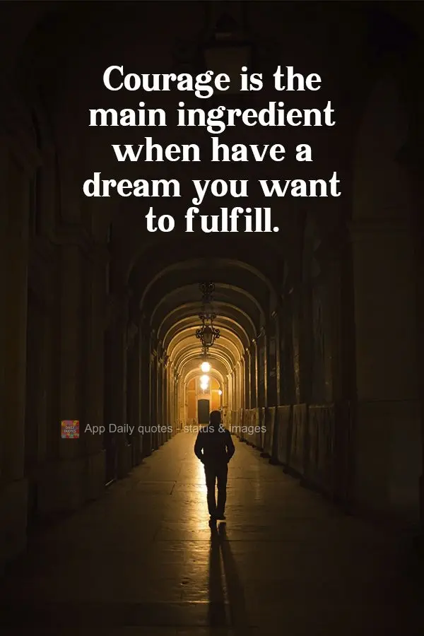 Courage is the main ingredient when you have a dream you want to fulfill.