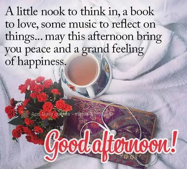 Um cantinho para pensar, um livro para amar, uma música para refletir. Que esta tarde lhe traga paz e uma grande felicidade possa sentir. Boa tarde!