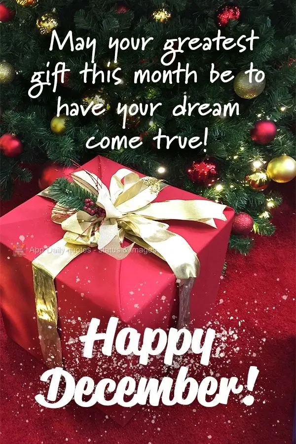 Que o seu melhor presente neste mês seja ter o seu sonho realizado! Feliz Dezembro!