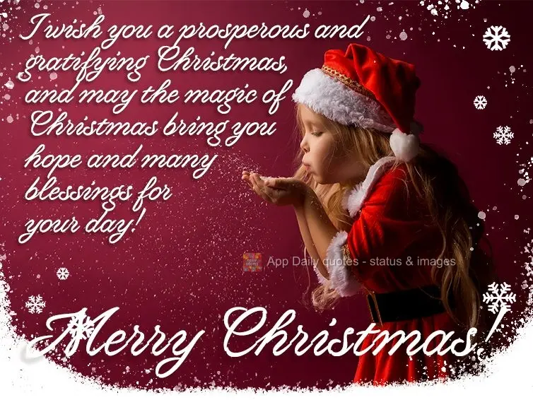 I wish you a prosperous and gratifying Christmas, and may the magic of Christmas bring you hope and many blessings for your day! Merry Christmas!