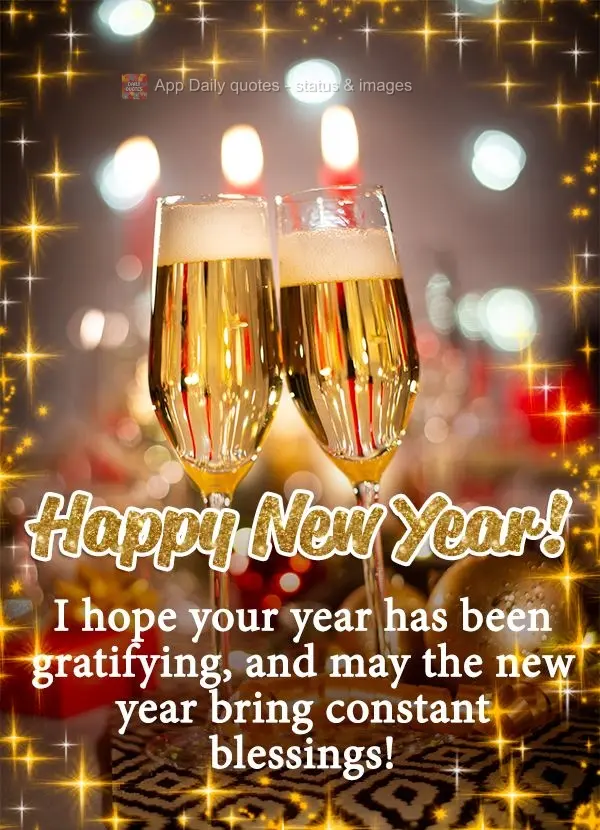 I hope your year has been gratifying, and may the new year bring constant blessings! Happy New Year! 