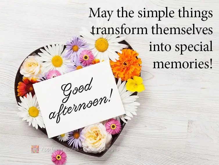 Que as coisas simples se transformem em lembranças especiais! Boa tarde!