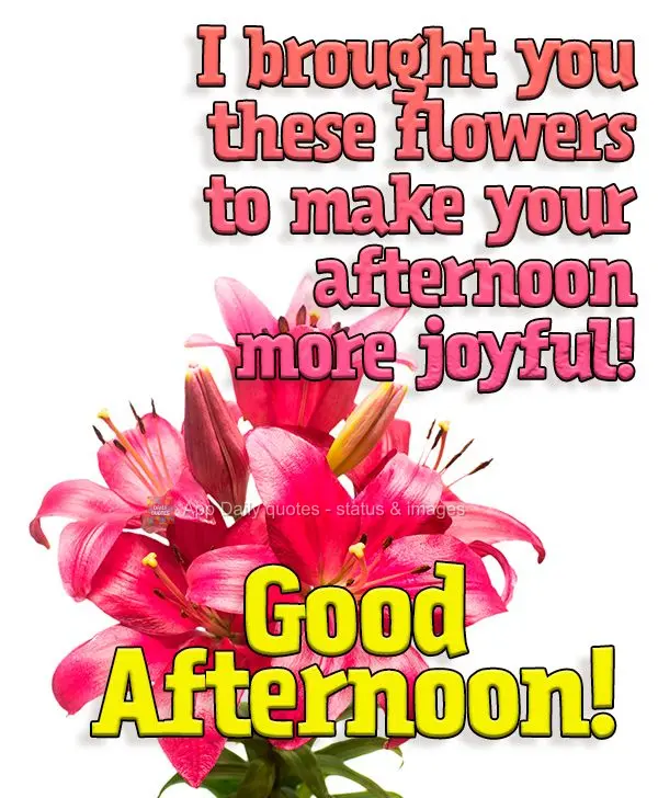 I brought you these flowers to make your afternoon more joyful! Good Afternoon! 