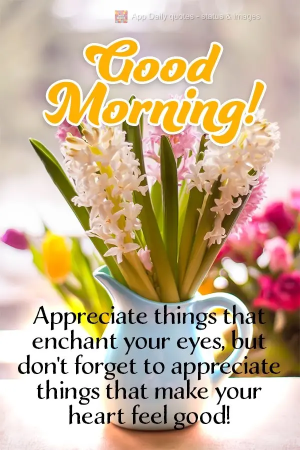 Aprecie o que encanta os olhos mas não esqueça de agradecer o que faz bem ao coração! Bom dia!