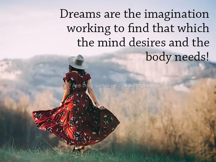 Dreams are the imagination working to find that which the mind desires and the body needs!