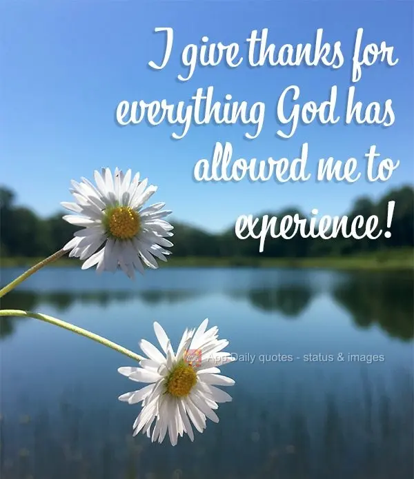 I give thanks for everything God has allowed me to experience!