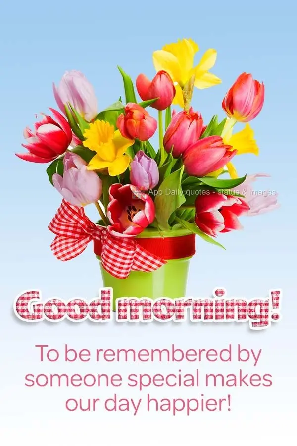 Ser lembrado por alguém especial, faz nosso dia mais feliz! Bom dia!