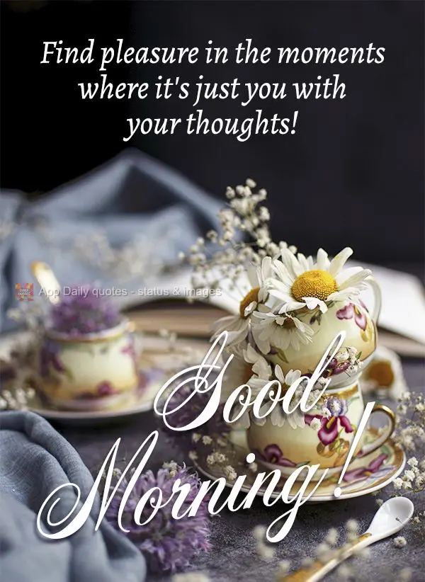 Find pleasure in the moments when it's just you with your thoughts! Good morning!