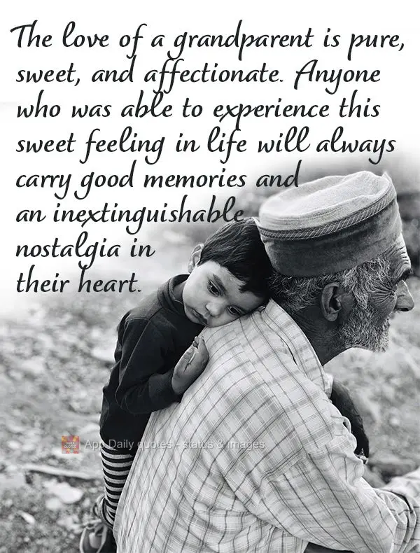 O amor de um avô é puro, doce e afetuoso. Quem pode vivenciar com ternura esse sentimento, sempre levará no coração boas lembranças e uma saudade s...