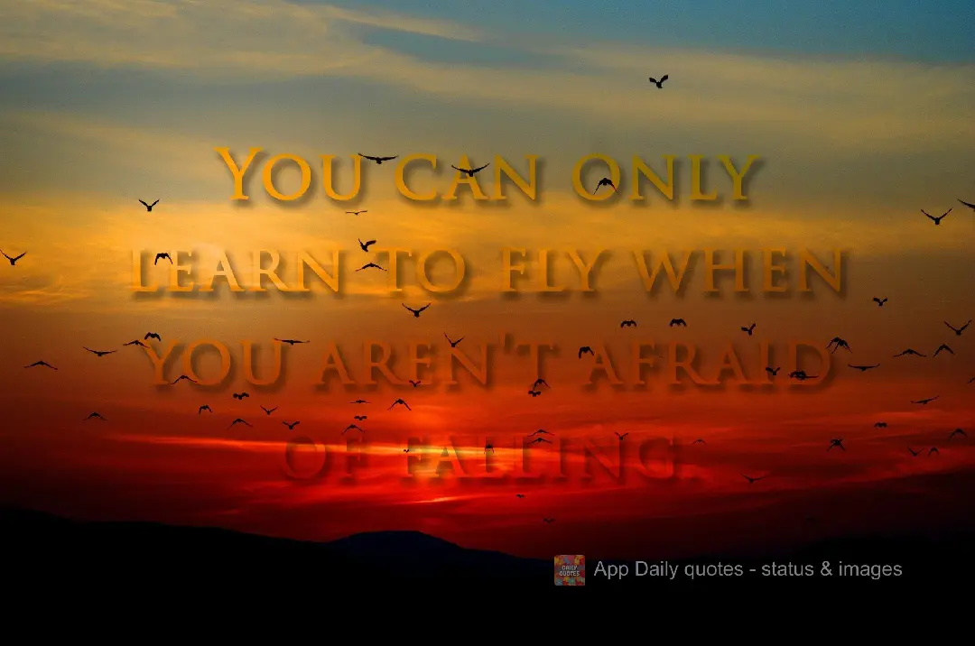 You can only learn to fly when you aren't afraid of falling.