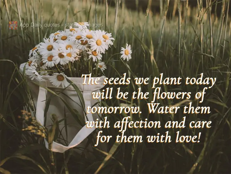 The seeds we plant today will be the flowers of tomorrow. Water them with affection and care for them with love!