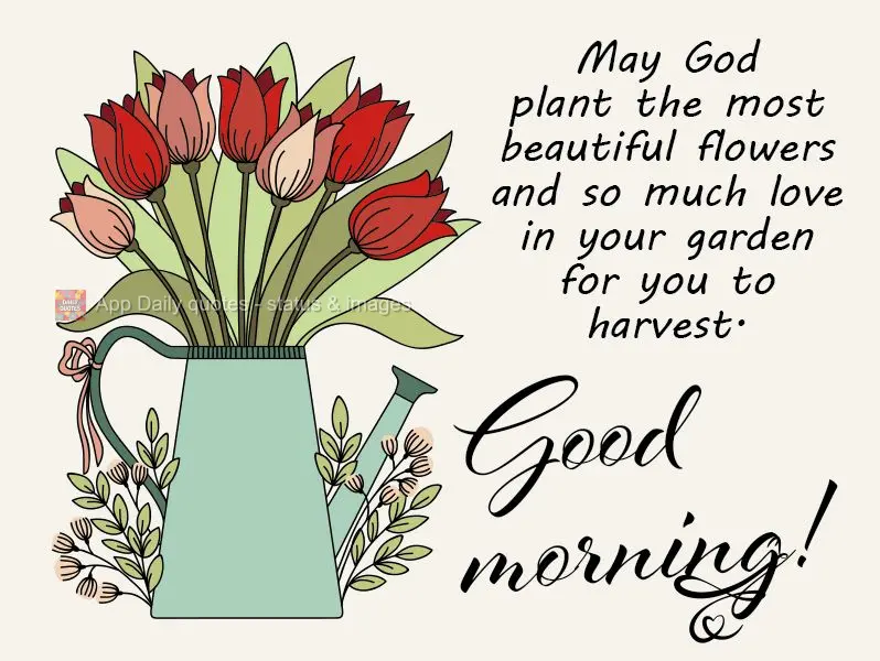 Que em seu jardim Deus possa plantar as flores mais belas, e haja muito amor para você colher. Bom dia!