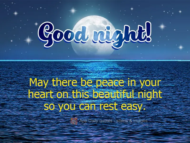 Que haja paz em seu coração nesta linda noite para você descansar tranquilamente. Boa noite!