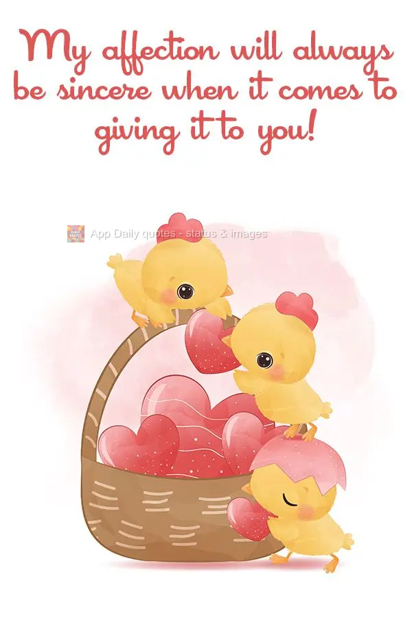 My affection will always be sincere when it comes to giving it to you!