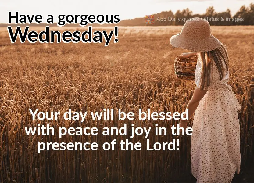 Abençoado seja o seu dia com paz e alegria na presença do Senhor! Tenha uma linda Quarta-feira!