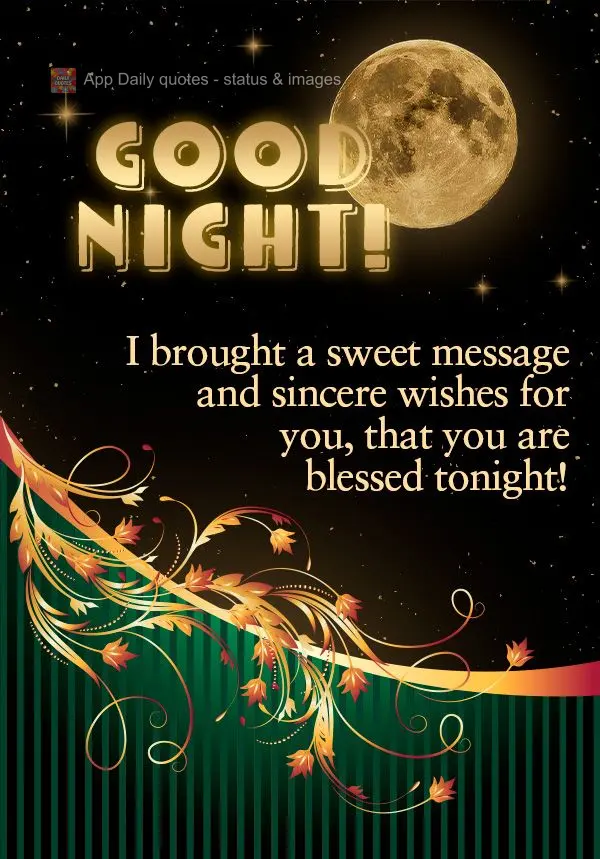 Trouxe para você uma linda mensagem e desejos sinceros, que você seja abençoado nesta noite! Boa noite!