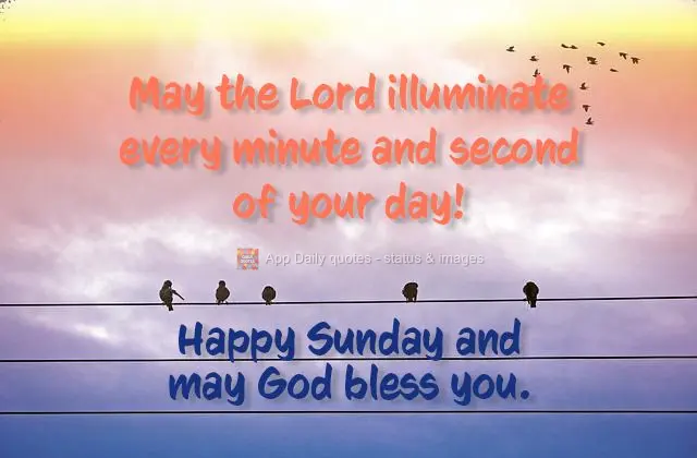 Que o senhor ilumine cada minuto e segundo do seu dia!  Bom Domingo e que Deus te abençoe.