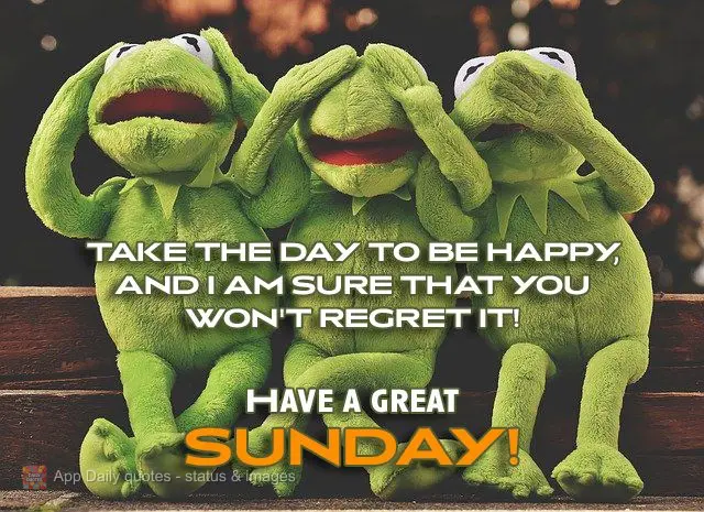 Take the day to be happy, and I am sure that you won't regret it! Have a great Sunday!