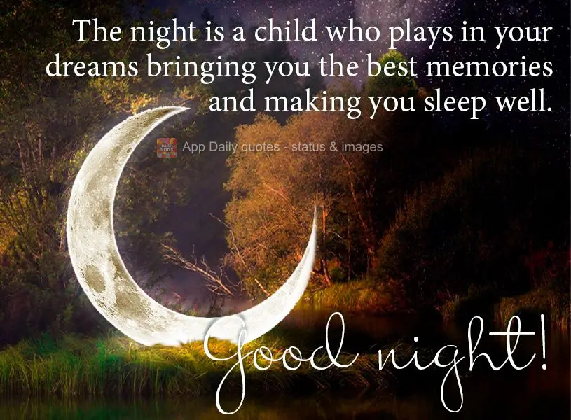 The night is a child who plays in your dreams bringing you the best memories and making you sleep well. Good night!