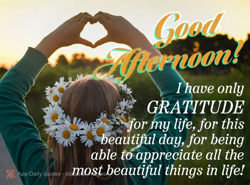 Gratidão pela vida, por esse lindo dia, por poder apreciar todas as coisas mais belas da vida! Boa tarde!