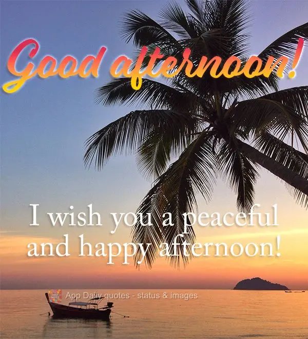 Eu desejo a você uma tarde de paz e felicidade! Boa tarde!