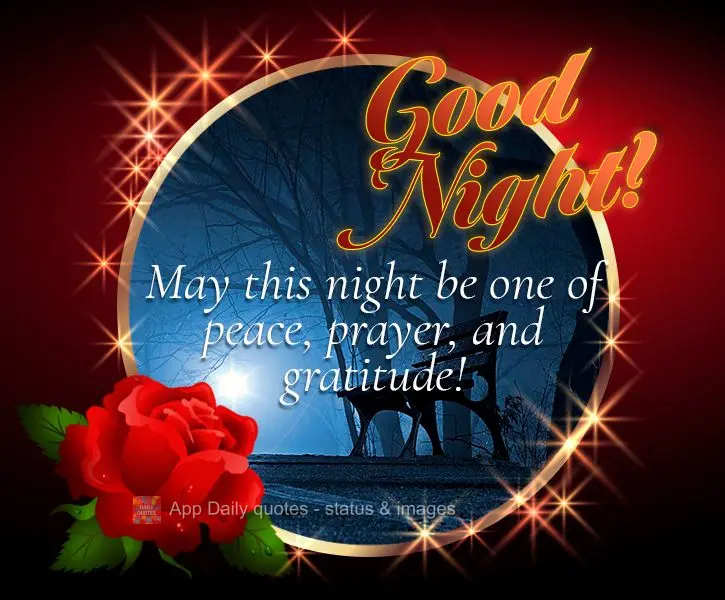 Que essa noite seja de paz, oração e gratidão!  Boa noite!