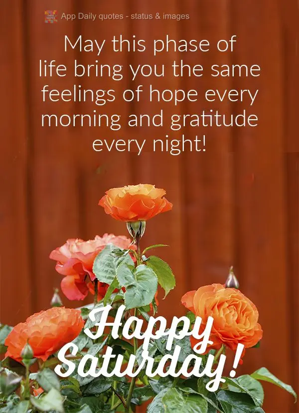 May this phase of life bring you the same feelings of hope every morning and gratitude every night! Happy Saturday!