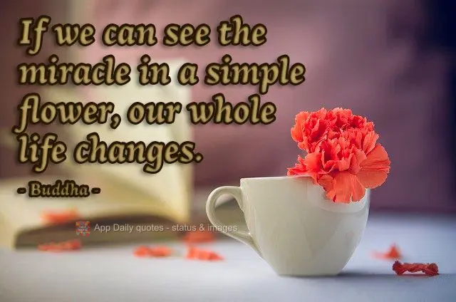If we can see the miracle in a simple flower, our whole life changes. Buddha