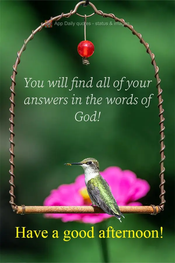 Você só encontrará todas as suas respostas nas palavras de Deus!  Boa tarde!