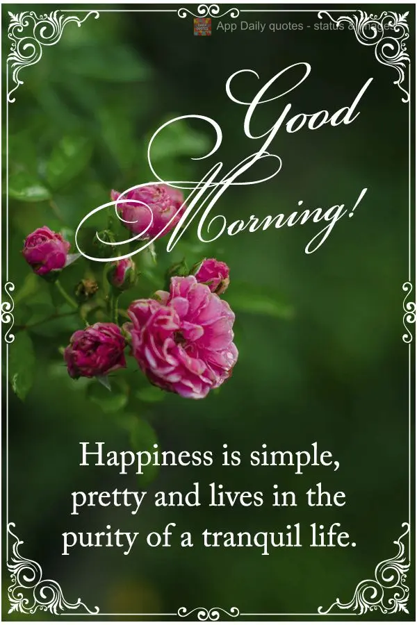 A felicidade é simples, é bela e mora na pureza de uma vida tranquila. Bom dia! 