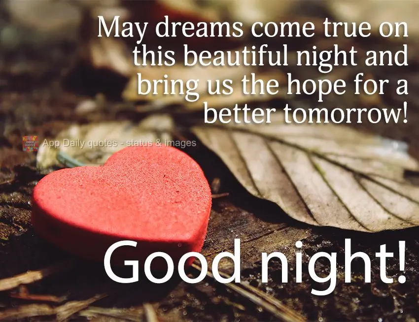 May dreams come true on this beautiful night and bring us the hope for a better tomorrow! Good night!