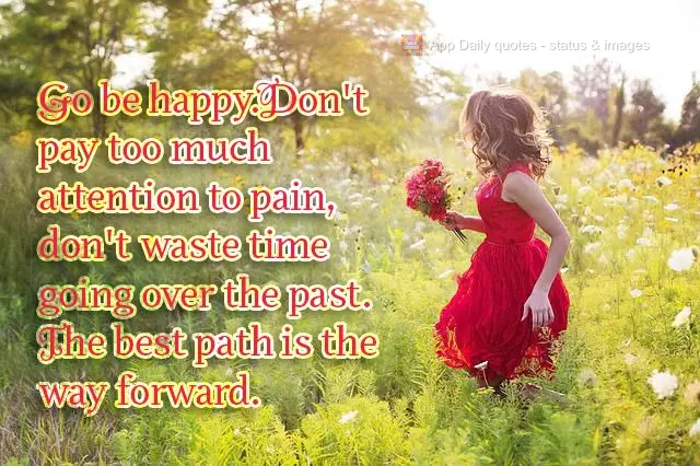 Vá ser feliz, não dê atenções exageradas para as dores, não perca tempo revirando o baú do passado, o caminho bonito é o da ida.
