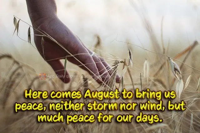 Vem agosto, traz calmaria, nem tempestade nem ventania, mas muita paz para os nossos dias.
