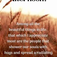 Entre todas as coisas belas da vida, a que eu mais aprecio são pessoas que enfeitam nossa alma com abraços e compartilha por aí uma alegria irradiante...