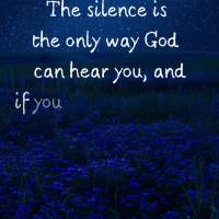 O silêncio é o único meio que Deus pode ouvir você, e se você prestar atenção e orar com fé, você ouvirá Ele também! Boa noite!