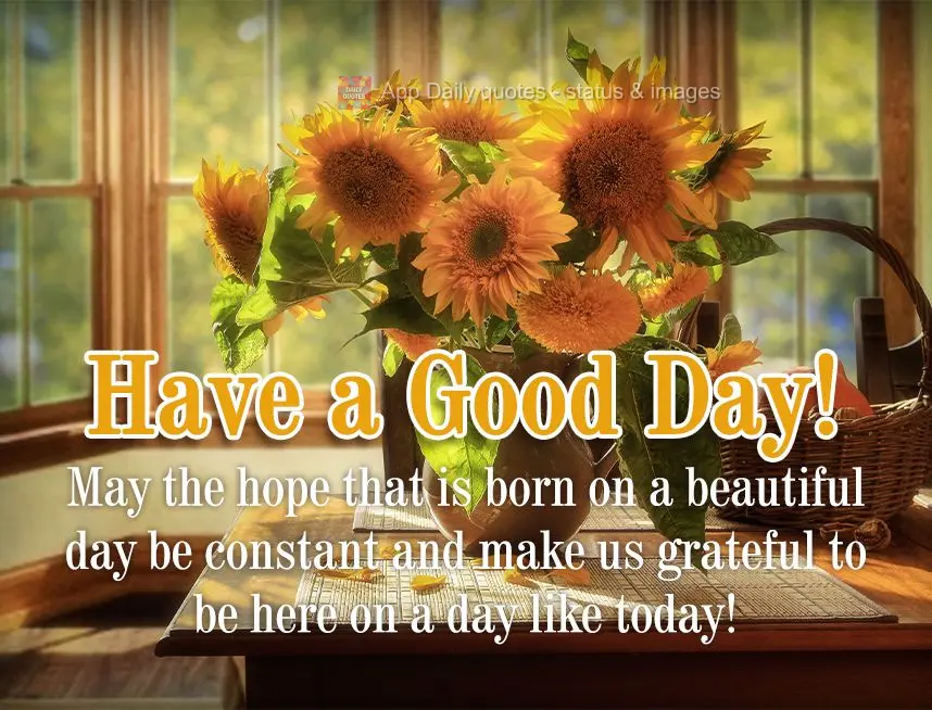 May the hope that is born with this beautiful day be constant and make us grateful to be here on a day like today! Have a good day!