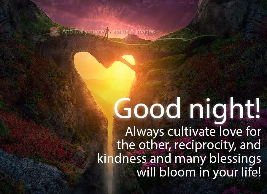 Always cultivate love for the other, reciprocity, and kindness and many blessings will bloom in your life! Good night!