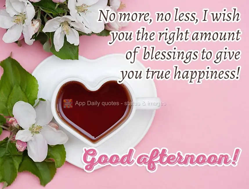 Nem muito, nem pouco, desejo bênção suficiente para lhe trazer a verdadeira felicidade! Boa tarde! 