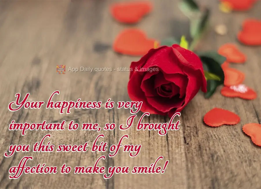 Your happiness is very important to me, so I want to send you my sweet affection to make you smile!