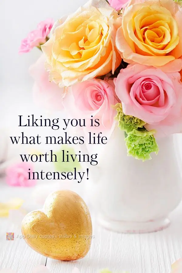 Gostar de você é o que faz a vida valer a pena ser vivida com intensidade!