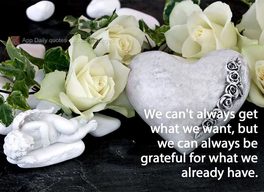 Nem sempre podemos ter aquilo que desejamos, mas podemos sempre agradecer por aquilo que já temos.