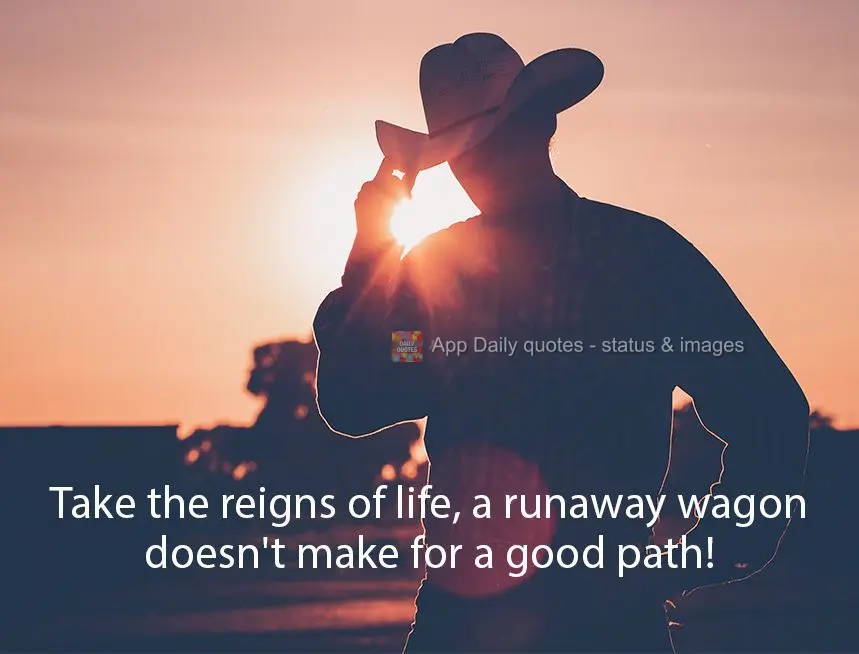 Take the reigns of life, a runaway wagon doesn't make for a good path!