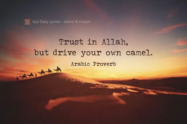 Trust in Allah, but drive your own camel. Arabic Proverb
