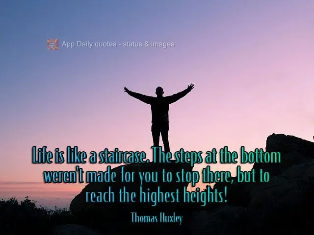 Life is like a staircase. The steps at the bottom weren't made for you to stop there but to reach the highest heights! Thomas Huxley