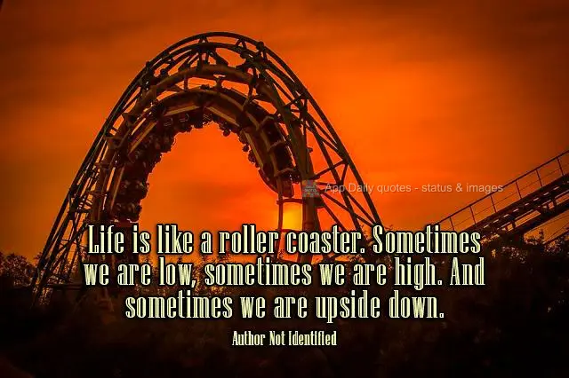 Life is like a roller coaster. Sometimes we are low, sometimes we are high. And sometimes we are upside down. Author Not Identified