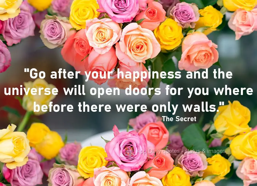 "Siga sua felicidade, e o universo vai abrir portas para você onde só havia paredes." O Segredo