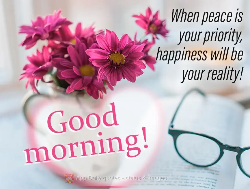 Quando a sua paz for prioridade a felicidade será sua realidade! Bom dia!