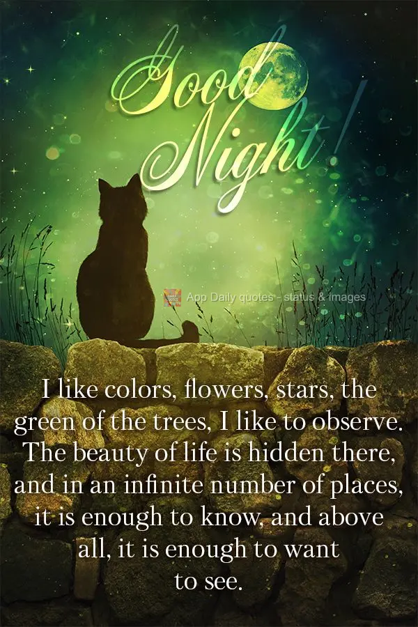 I like colors, flowers, stars, the green of the trees. I like to observe. The beauty of life is hidden there, and in an infinite number of places, it is ...
