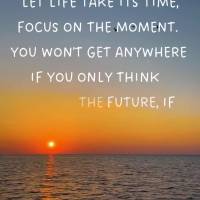 Deixe a vida levar o tempo, foque no momento, não adianta viver pensando no futuro, se o que é verdade está no agora. Agarre as oportunidades de fazer...