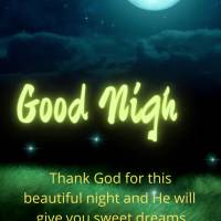 Agradeça a Deus por esta linda noite e Ele lhe trará lindos sonhos, bênçãos infinitas e todo amor que merece. Boa noite! 